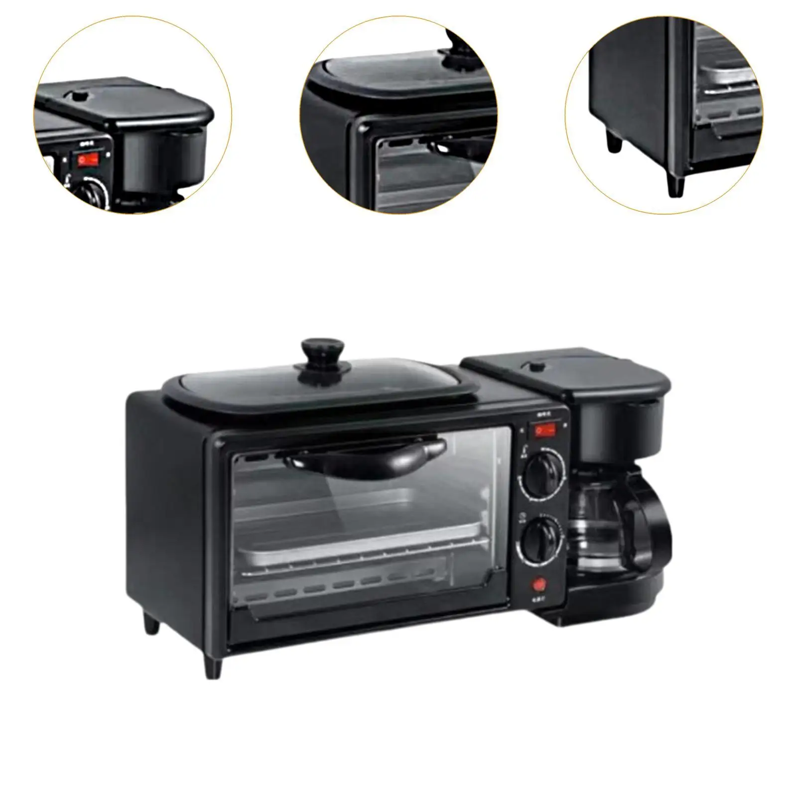 3 in 1 Breakfast Machine Includes Coffee Maker Convenient Toaster Oven with Timer Breakfast Maker for Egg Bread Sausages