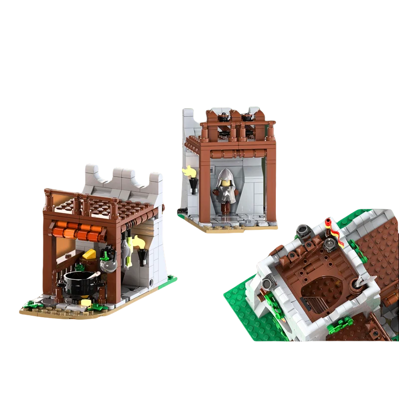 MOC-Bausteinspielzeug, mittelalterliches Schloss, Eckturmmodell, 900 cps, kreatives Festivalgeschenk, geeignet für alle Architekturliebhaber
