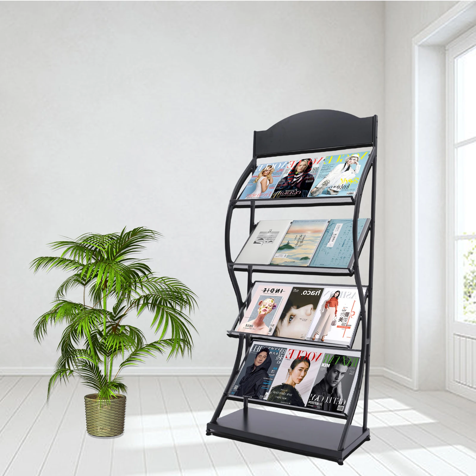 Floor-Standing Magazine Rack Information Rack Storage Rack Newspaper Rack Display Rack Manual Book Rack Single Page Simple Iron