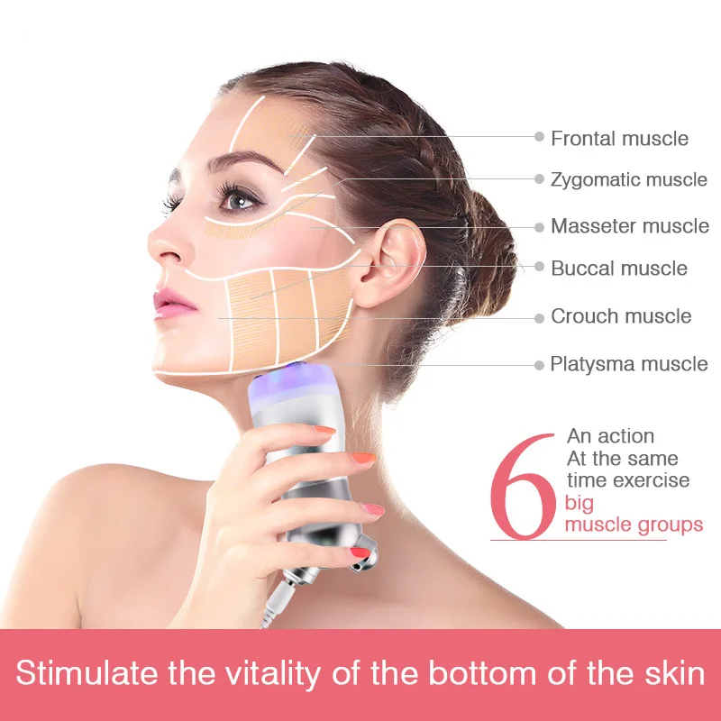 LED Photon Facial Needle-free Machine Mesotherapy Electroporator Vibrating Facial Massager Skin Rejuvenation Lifting