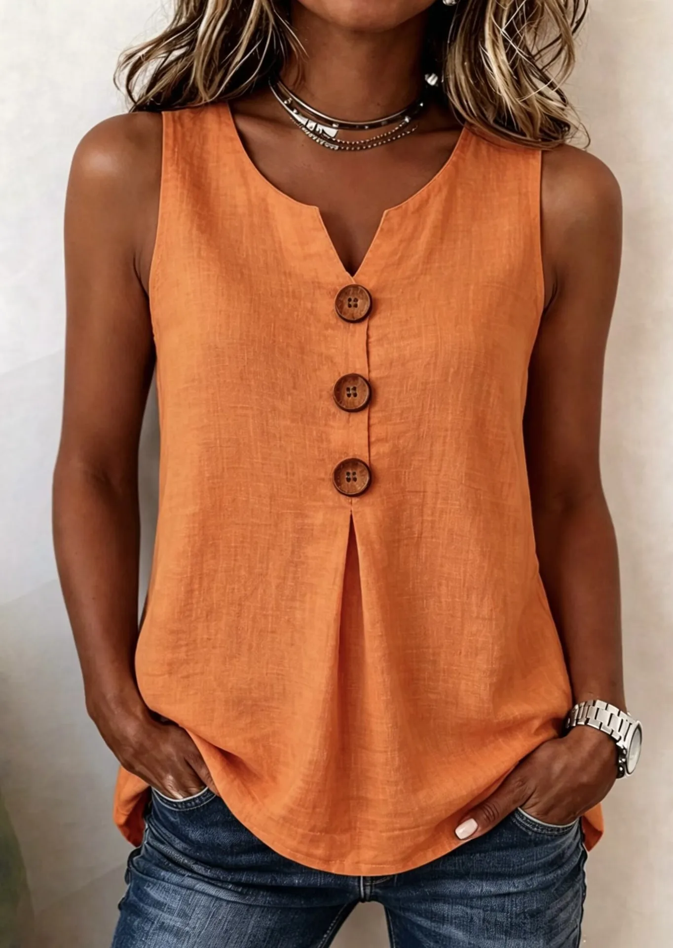 Aurelia Linen Button Vest S3b0c09a367b149a7a2cc28d88246d48bm