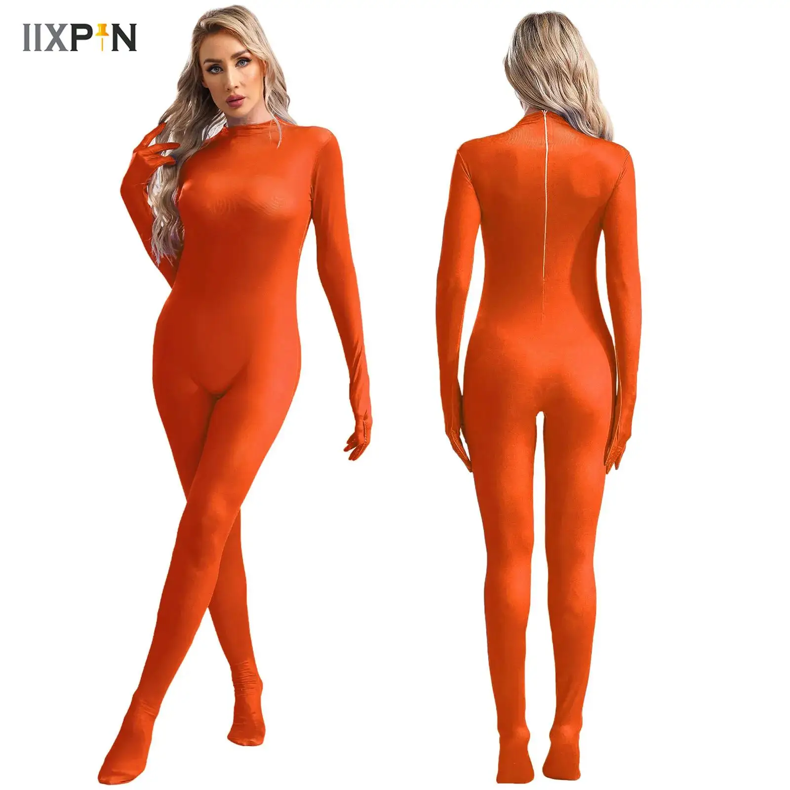 Bodycon Slim Jumpsuit for Women‘s Clothing Full Body Bodysuit Solid Color Long Sleeve Rompers Gymnastics Fitness Casual Overall