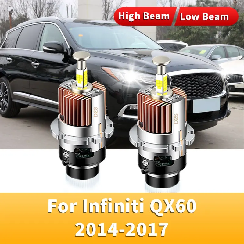 2Pcs CANbus LED Headlight 35W D Series Bulb Kit to Replace HID Conversion Lamps For Infiniti QX60 2014-2017 QX4 G35 G37 Q40 Q50