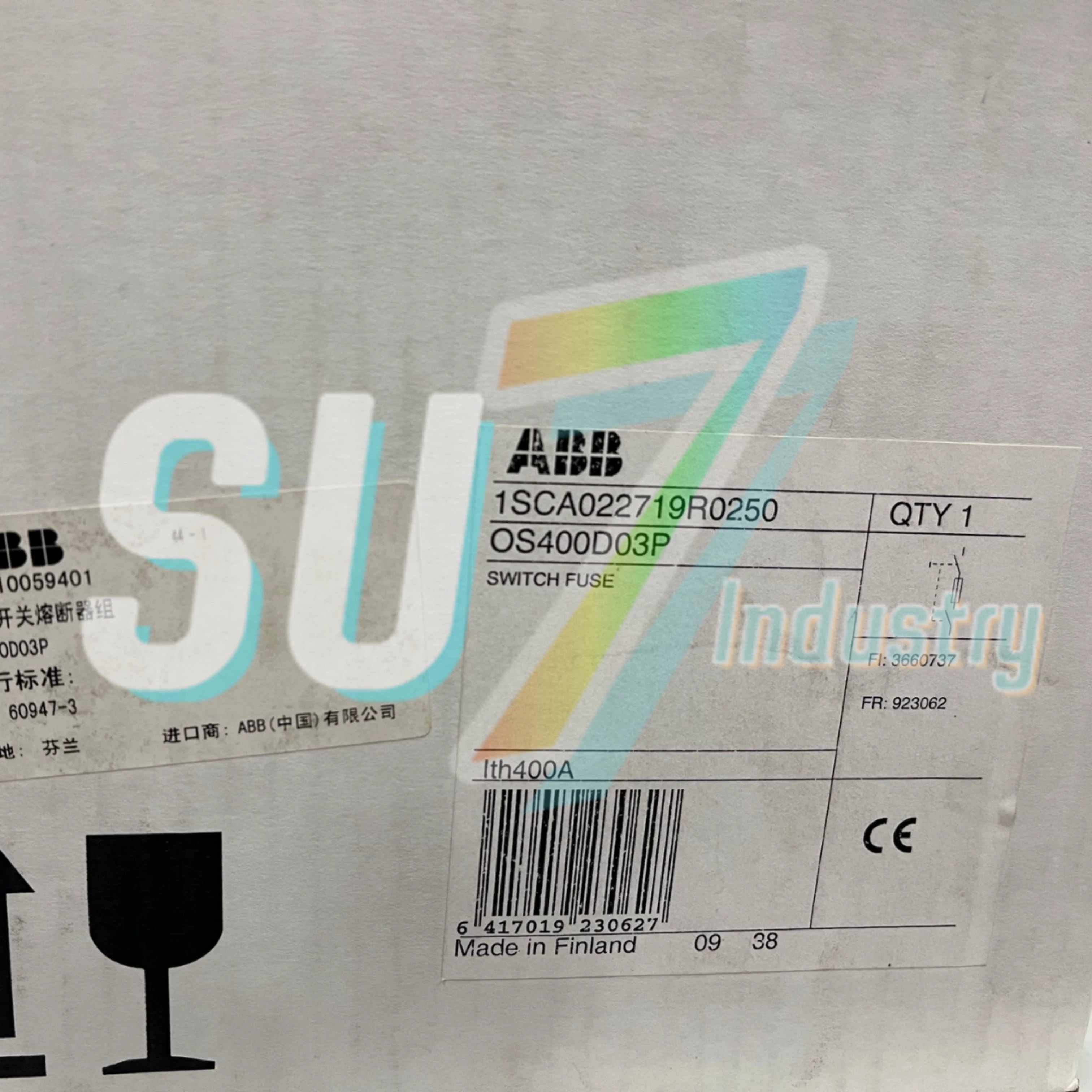 

Isolating switch and fuse assembly OS400D03P 1SCA022719R0250 New original