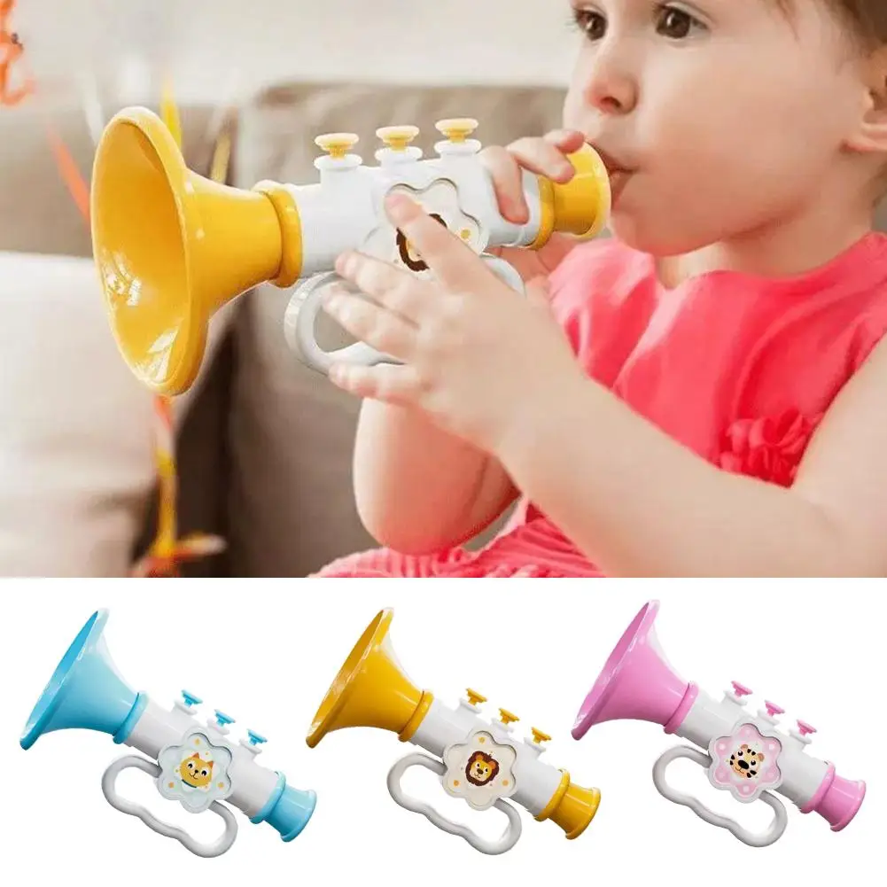 1/3PCS Little Tiger Horn Children's Toy Mini Blowing Trumpet With Hanging Rope Cartoon Horn Toys Whistle Musical Instrument