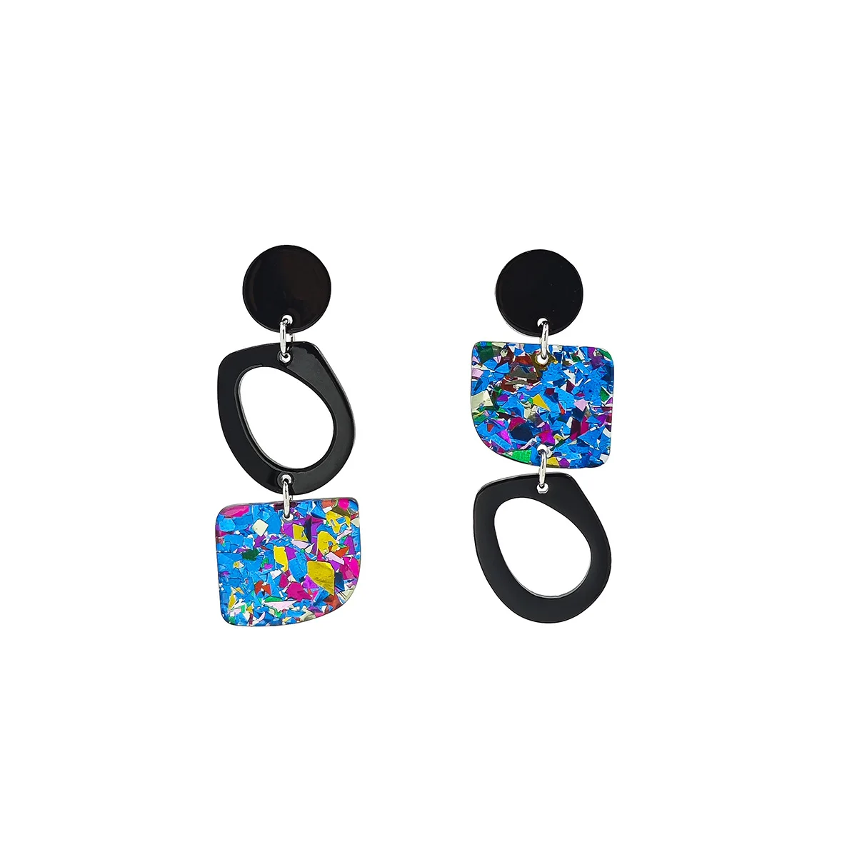 Irregular Geometric Hanging Modern Trend Earrings Women\'s Chic Ornament Charming Colorful Sequin Long Asymmestry Acrylic Earring