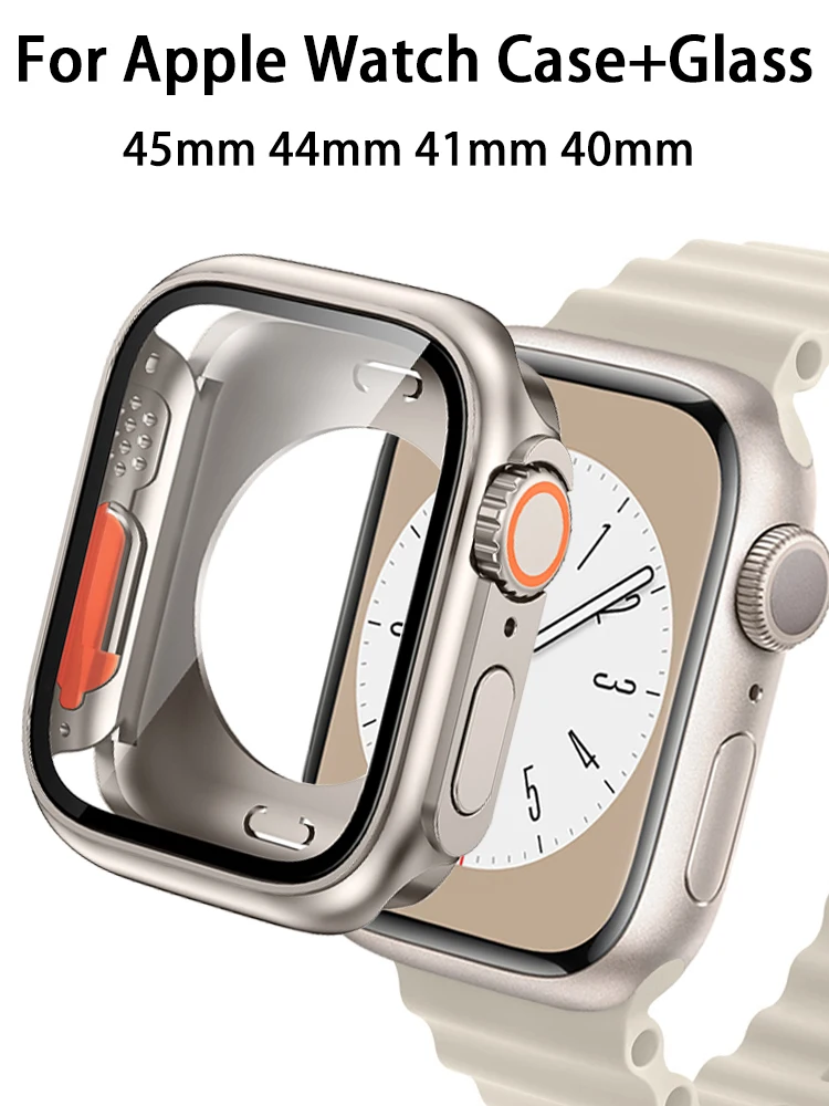 Cover for Apple Watch 9 8 SE 7 6 5 Hard PC Front & Rear Bumper Case iwatch Series 45mm 44mm 40mm 41mm Change To Ultra Watch case