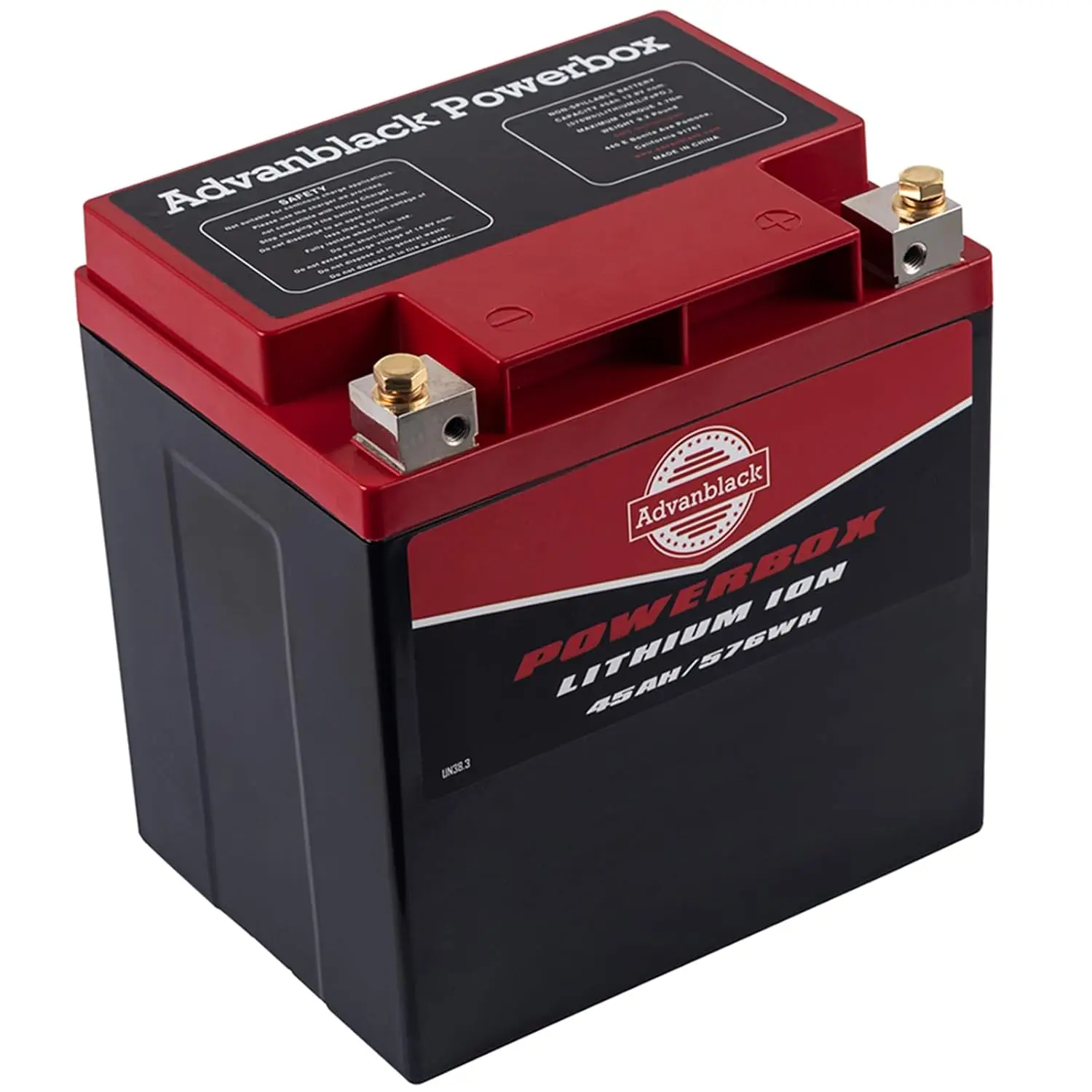 

Lithium Motorcycle Battery, Powerbox 45Ah/576Wh, 615CCA, LiFePO4 Battery, Replacement YTX30, Come with Charger Fit, Customized