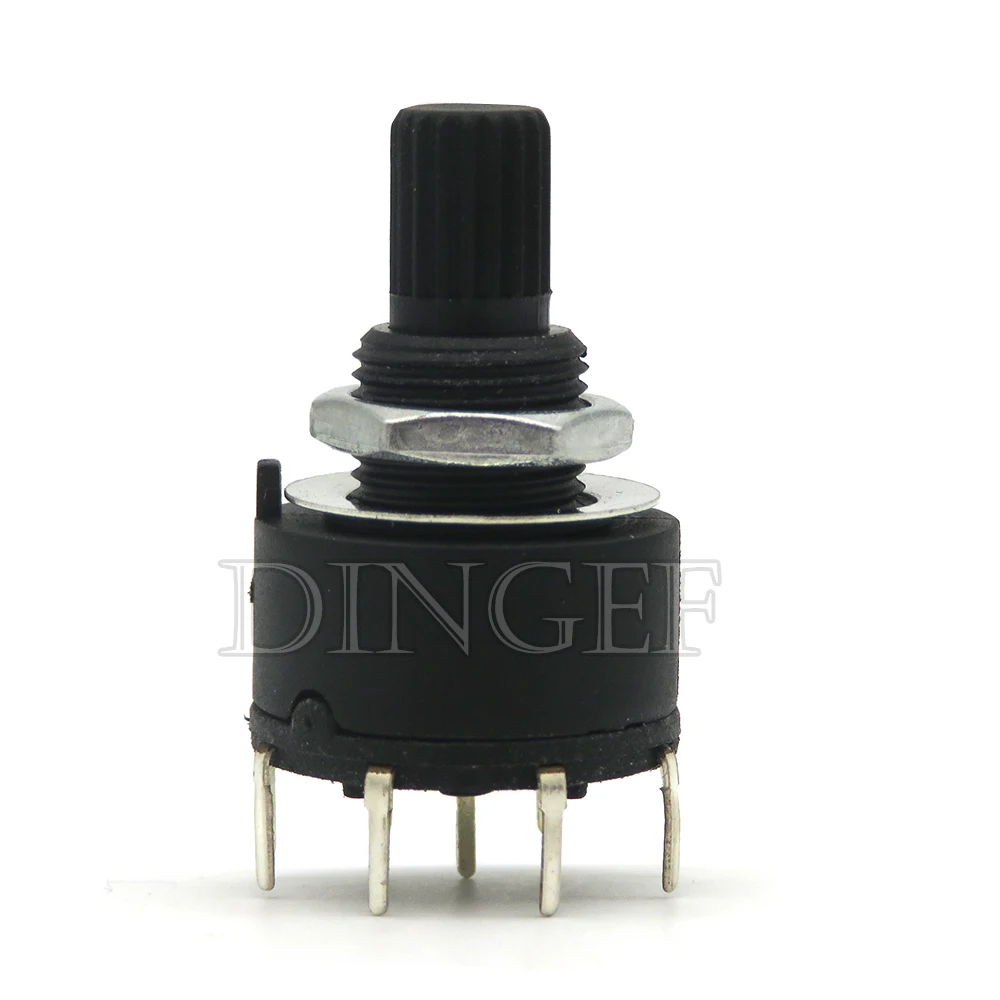 1PCS RS16 Plastic 16MM Rotary Band Switch 2 Pole 3 4 Position 1 Pole 5 6 8 Position Handle Length 15MM Axis Band Switch