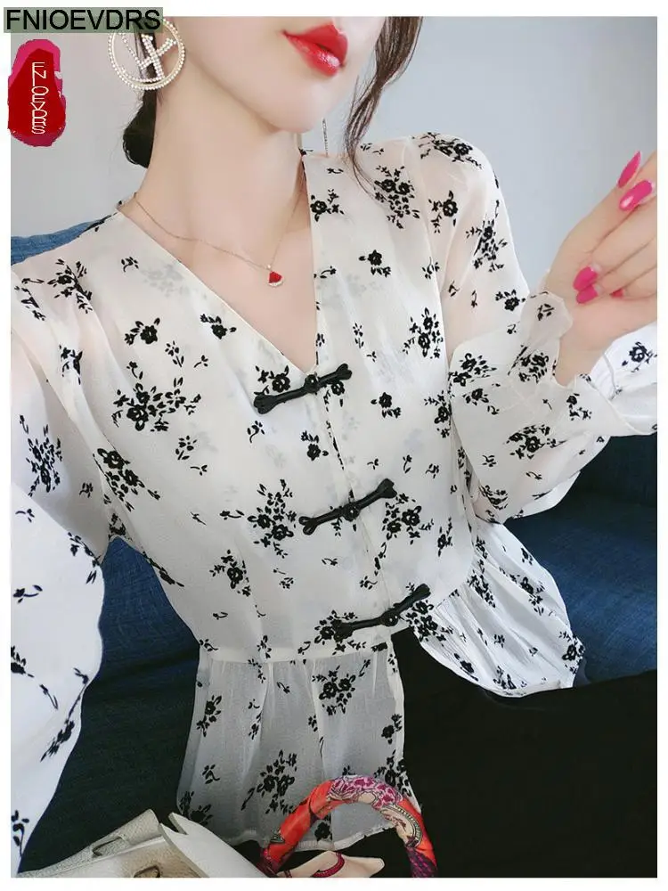 New Year Shirt 2024 Women Spring Elegant Office Lady Casual Button Shirts Retro Vintage Cute Ruffles Peplum Tops Blouses