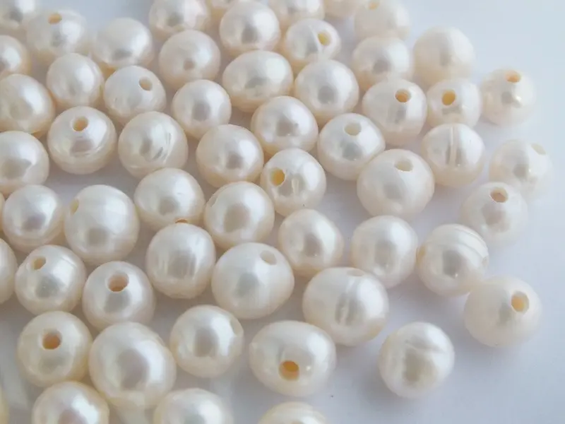 100PCS  Natural Freshwater Potato Pearls Beads AA Grade ,White color, 9-10mm,2mm hole  Great for Jewelry Making ,Loose beads