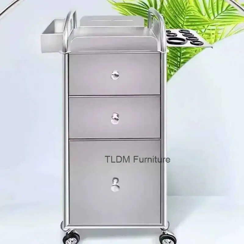 

미용실 Beauty Trolley Парикмахерская Инструментальный шкаф Тележка Многофункциональная стойка для хранения Шкаф для стрижки Парикмахерская Вспомогательный 트롤리
