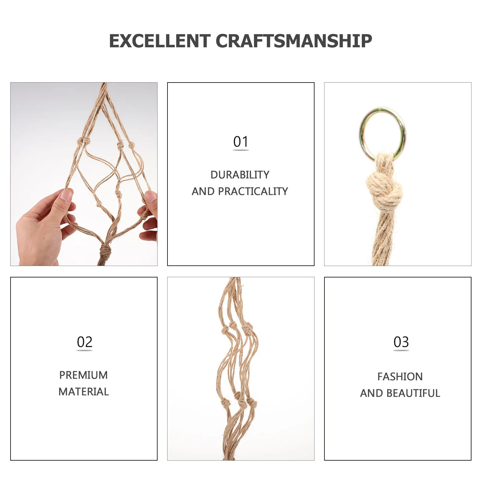 

3Pcs Cotton Rope Flower Plant Pot Hanger Hanging Net Bag for Balcony Living Room Decor Unique Woven Design Plant Hanger