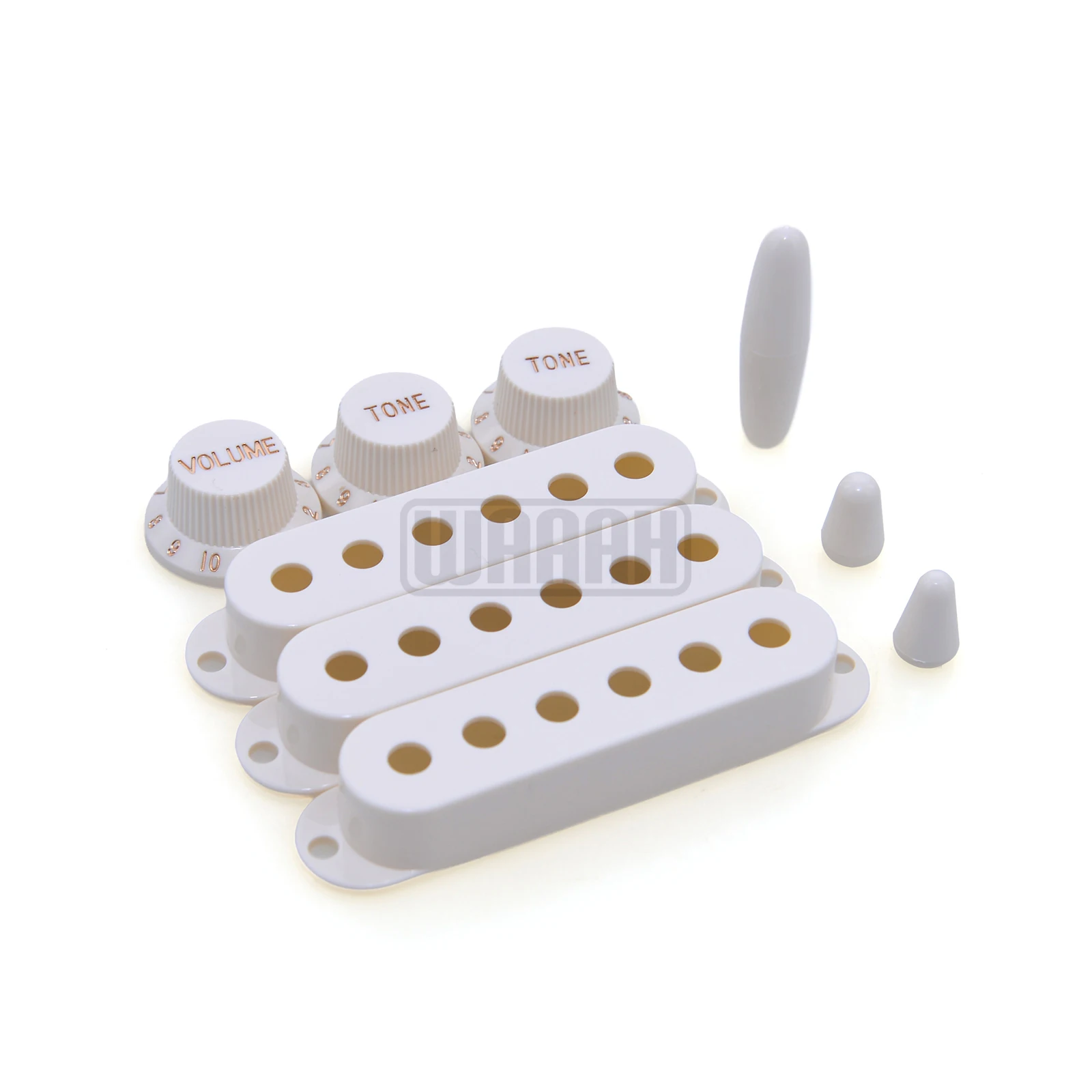 WAAAH Single-Coil-ST-Gitarren-Tonabnehmerabdeckung mit 2-Ton- und 1-Volumen-Drehreglern und Schalterkopf-Teilesatz Gitarrenteile – Detail 2