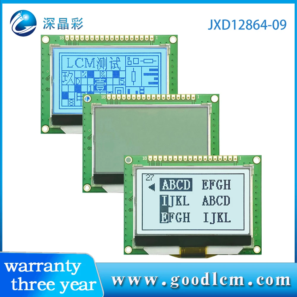 12864 Cog Matrix Lcd-scherm Groen Blauw Kleur Backlit JXD12864-09 Cog Lcd Module Cog12864 Standaard Scherm