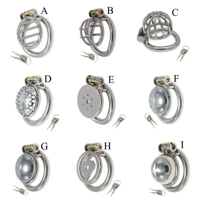 New Small Flat Metal Penis Ring Cock Cage Male Stainless Steel Chastity Device Urethral Lock Bondage Sex Toy for Men Gay Sissy