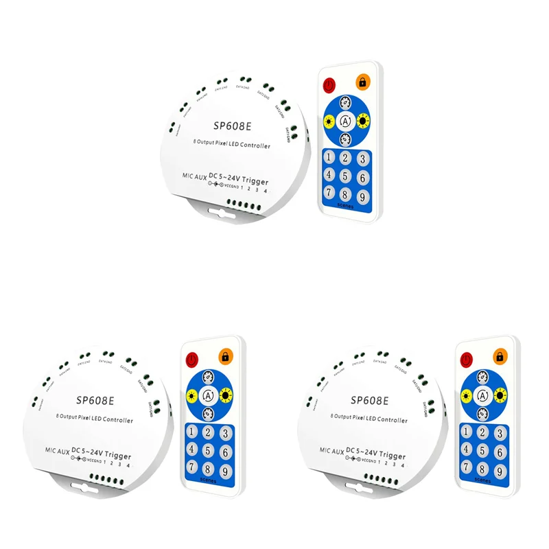 LICE-3X SP608E DC5V-24V WS2812B Bluetooth APP Controller musicale con telecomando 8 CH SP602E 4 CH WS2811 WS2815 Striscia luminosa a LED