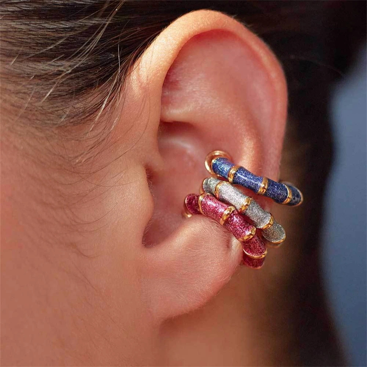 

Circular earrings with dopamine fine glitter earrings for women, high-end fashion, gold-plated and color preserving
