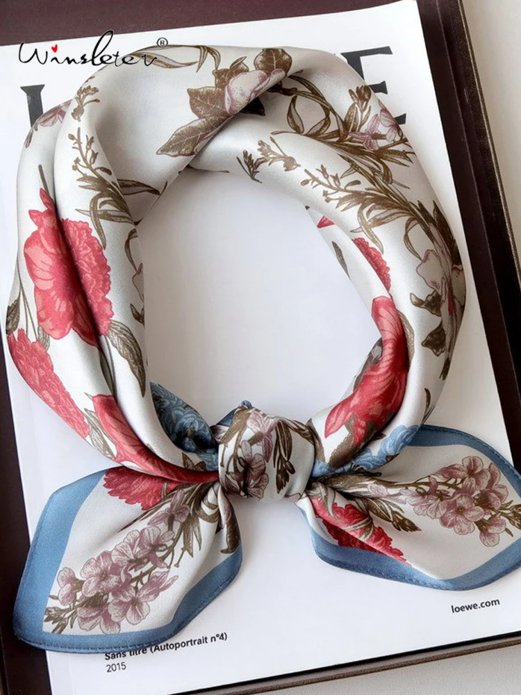 

Winsleter-Women 100%Real Silk Elegant Scarf, 68*68CM Floral Patchwork, Mom Gifts Versatile Party Kerchief, 2025 Autumn A59674CC