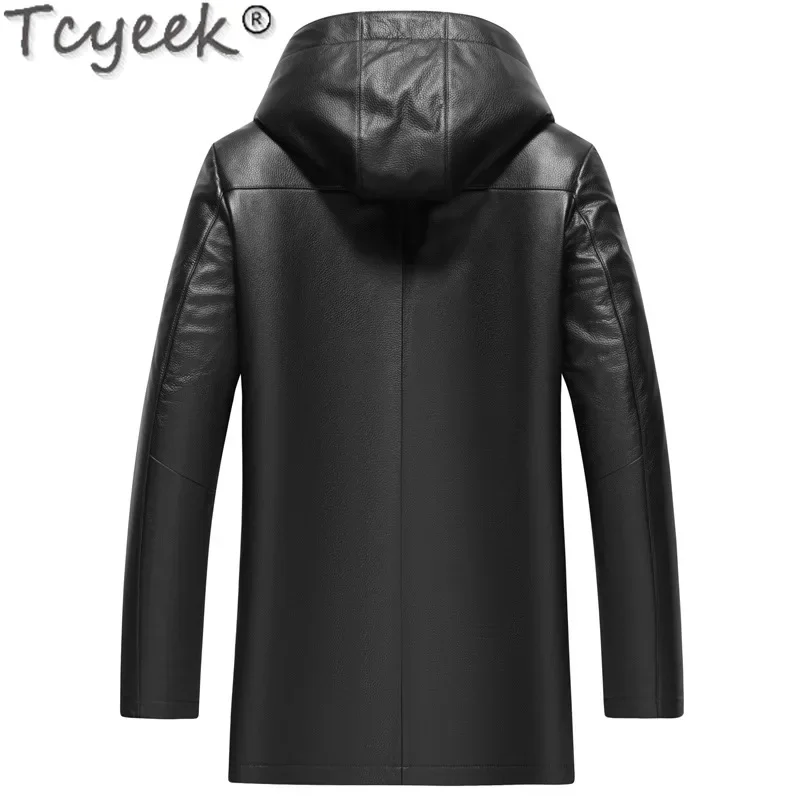 Tcyeek Cowhide Genuine Leather Man Jackets Natural Mink Fur Coat Winter Clothes Sliver Blue Mink Fur Mens Coats Куртка Мужская