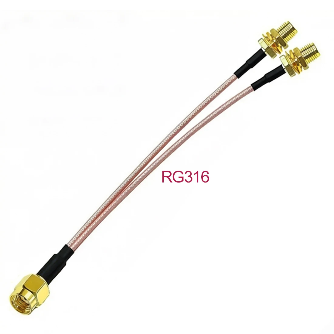 RP SMA Male Plug To 2X RP-SMA Female Inner Pin Splitter Combiner Pigtail Cable RG316 15CM 6