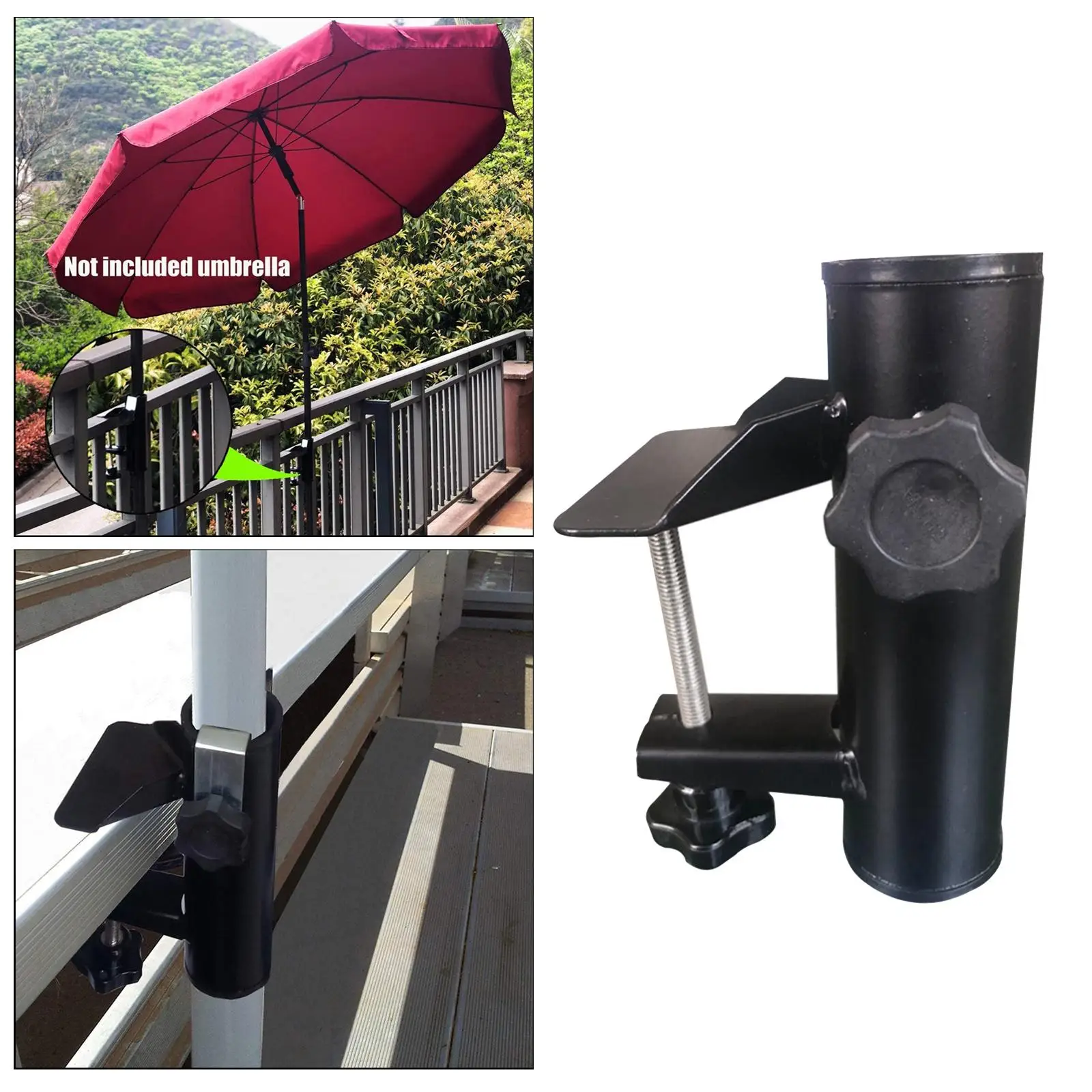 Clamp Holder Fishing Umbrella Mount Parasol Stand Holding Bracket Black