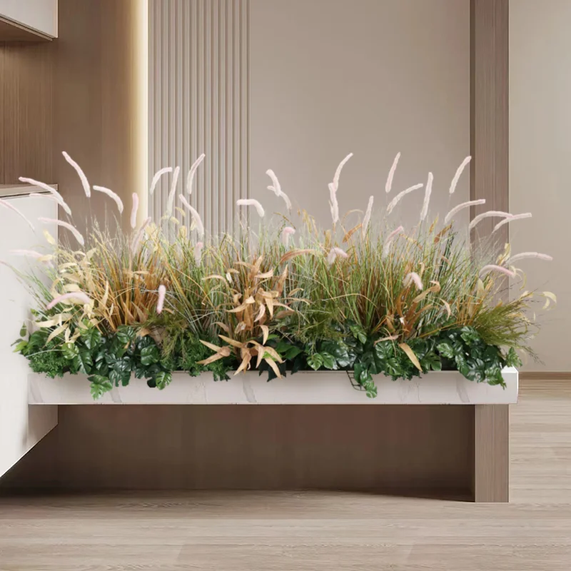 LMM autumn color simulation reed fake green plant landscaping indoor flower slot box ornament decoration