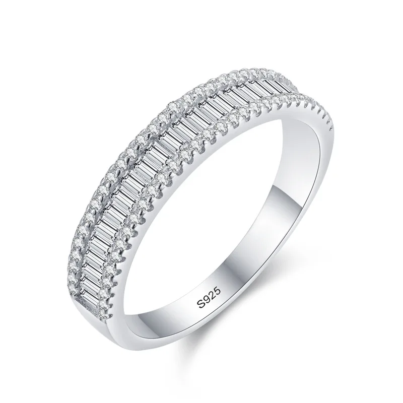 

Light Luxury Fashion Jewelry Rhodium Plating S925 Silver Pave Zircon Ring for Women