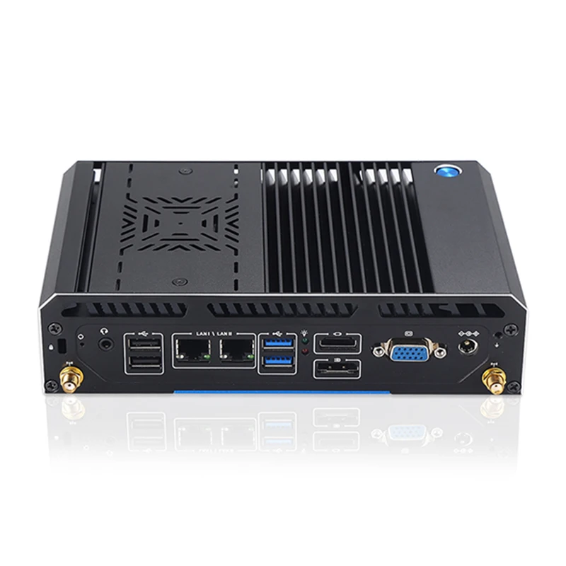 Fanless Mini PC Intel Core i7 1195G7 4COM Mini PC VGA HD-MI DP  USB*4 RJ11  1*PS2 Embedded Computer Industrial Control Host