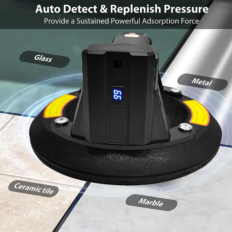 8 Inch Electric Vacuum Suction Cup Lifter 280KG Load Capacity Heavy-Duty Hand-Held Glass Lifter for Moving Large Granite Tile