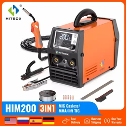 HITBOX 200A 3 w 1 Półautomatyczna spawarka inwertorowa MIG/Lift TIG/MMA Spawarka lutownicza w osłonie gazowej 220V HIM200
