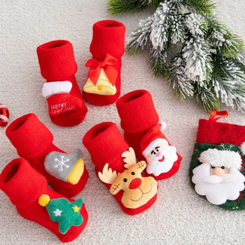 Newborn Cotton Winter Autumn Baby Girls Boys Kids Socks Infant Christmas Santa Claus Terry Warm slippers Children Sock 0-3years