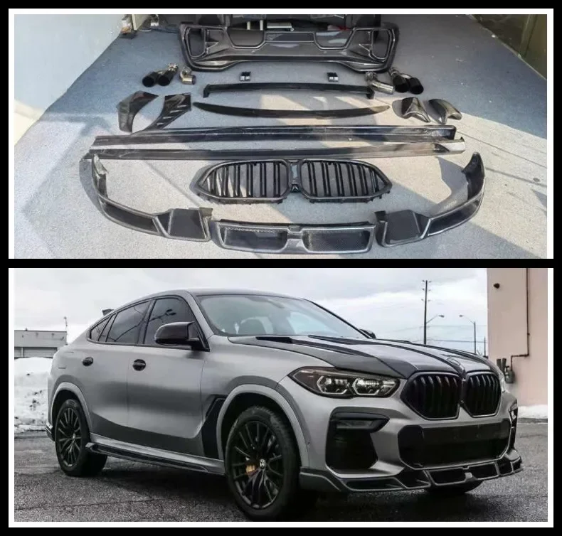 

Carbon Fiber Front Lip Rear Spoiler Trunk Diffuser Side Skirt Exhaust Tips Fender Body Full Kit For BMW X6 X6M G06 F96