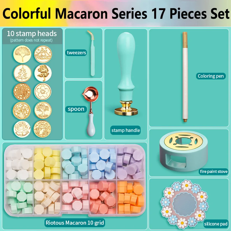 17/22/25pcs/Set Wax Seal Stamp Set Lacquered Stamp Sealing Wax Kit DIY Craft Supplies Scrapbooking Wedding Invitation Decorative