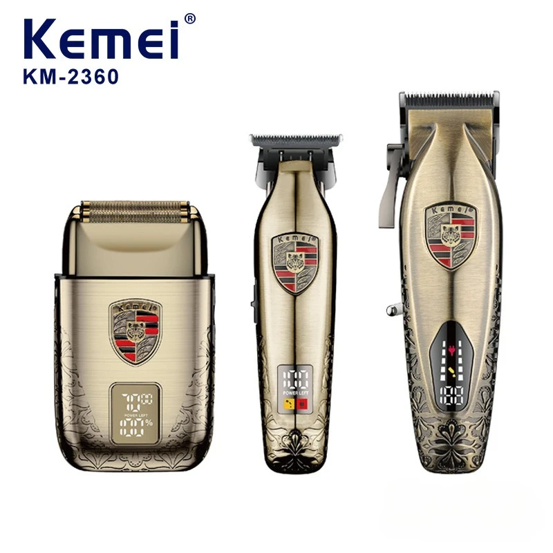 Kemei KM-2360 Kit Gunting Rambut Profesional untuk Tempat Potong Rambut – Alat Cukur Listrik, Pemangkas Rambut, Set Penataan Rambut & Perawatan