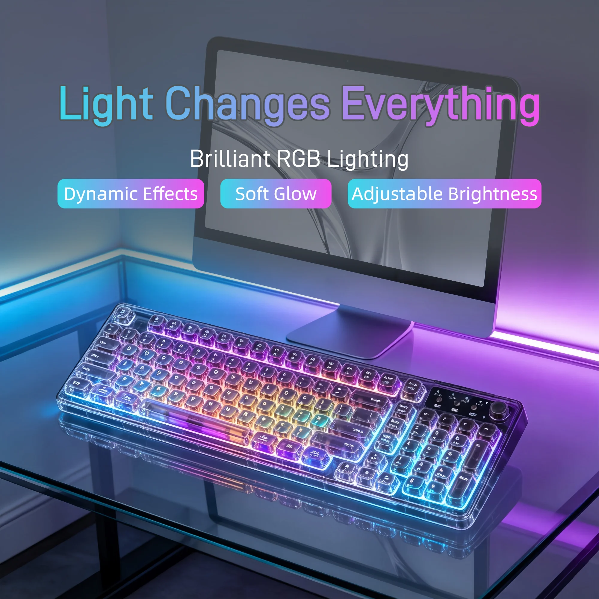 Teclado Gamer Sem Fio Transpar - Desk Setup Tablet avaliação e preço