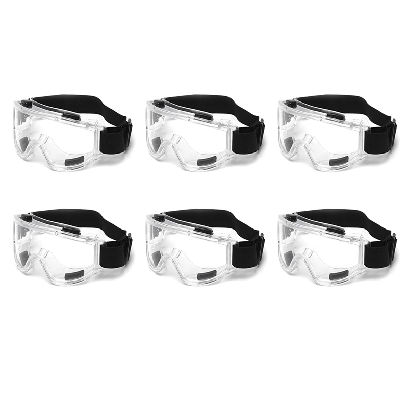 6PCS Safety Goggle Anti Splash Dust Proof Work Lab Eyewear Eye Protection Industrial Safety Glasses Clear Lens