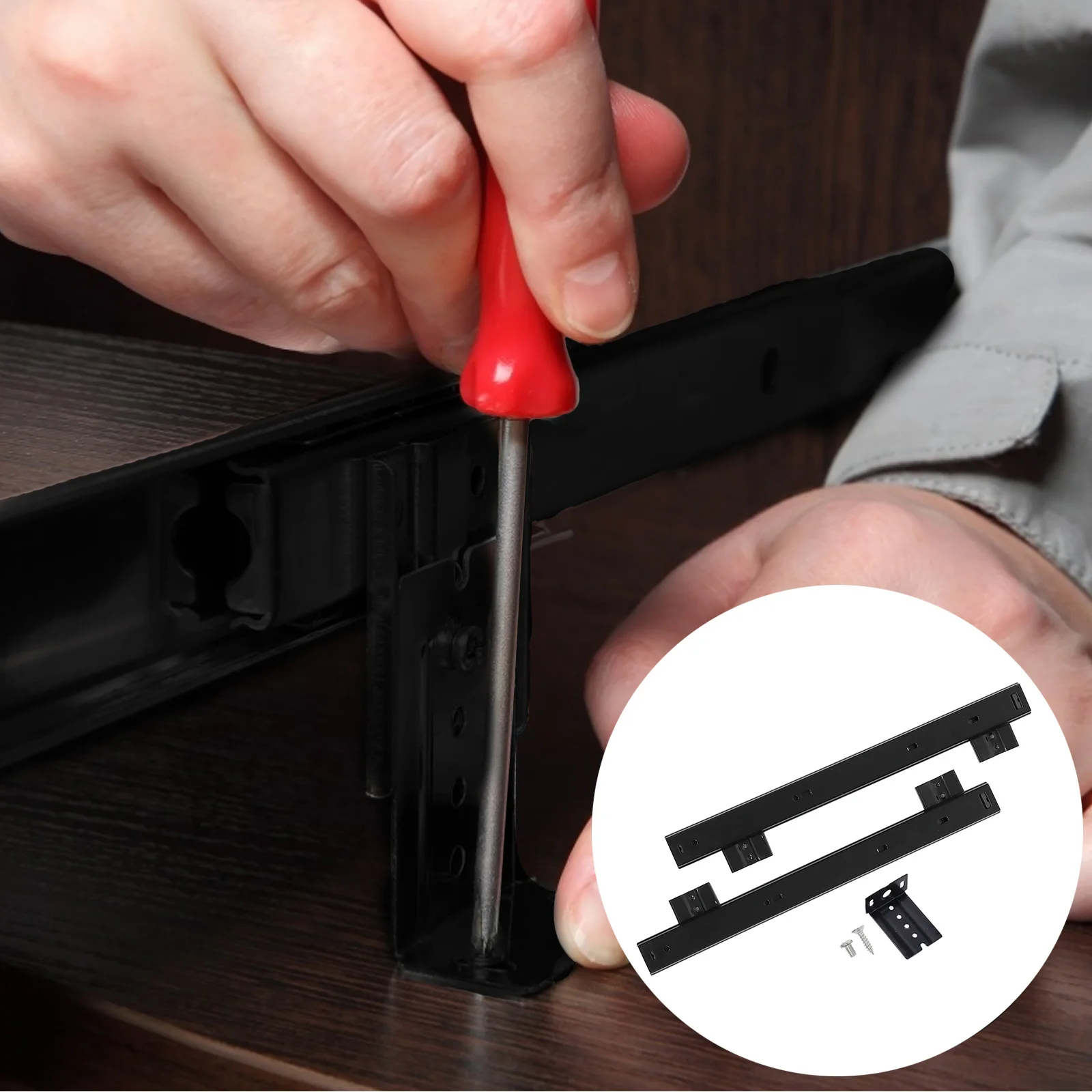 

1Pair Premium Keyboard Tray Slide Heavy Duty Office Desk Rail Rustproof Smooth Extension for Computer Drawer Cabinet Kitchen Use