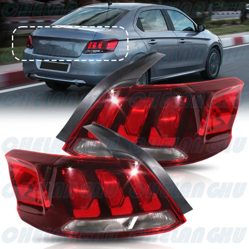 Tail Light For Peugeot 301 2017 2018 2019 2020 2021 2022 2023 2024 1 Pair Rear Lamp + Circuit boards Without Bulbs