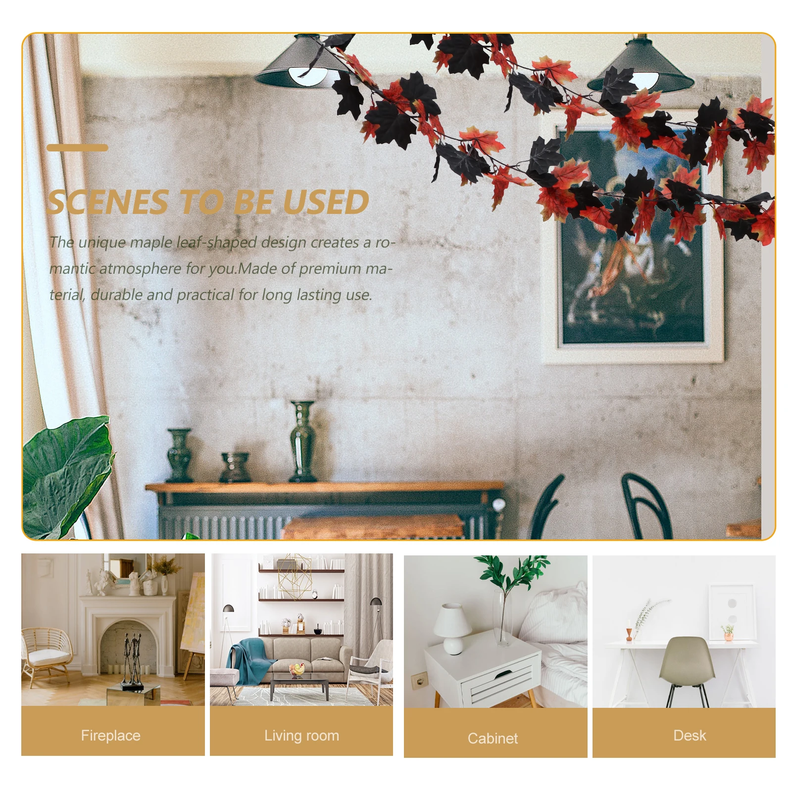

1pc Halloween Maple Leaves Garland Practical Home Decor Assorted Color Fine Craftsmanship Romantic Atmosphere Gift Idea