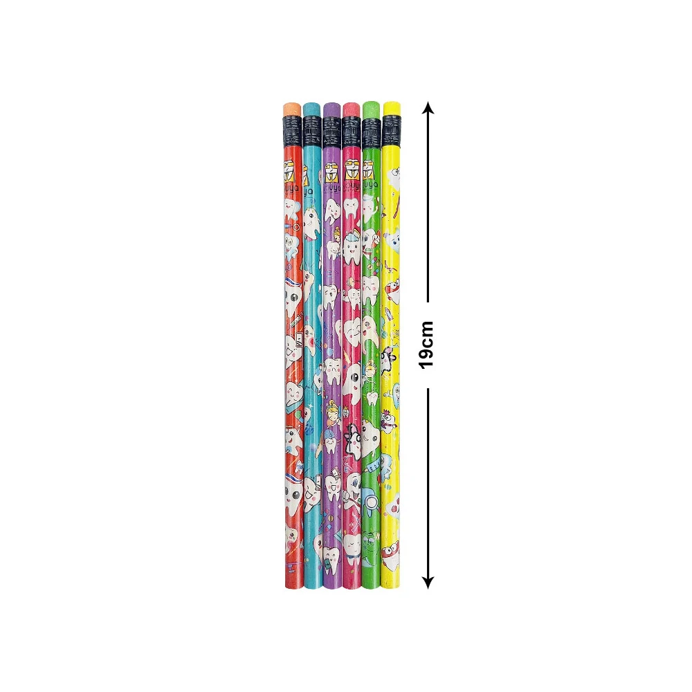 50pcs Portable Creative Cartoon Tooth Pattern Pencil Wooden Pencil For Dental Dentist Clinic Student School Supplies