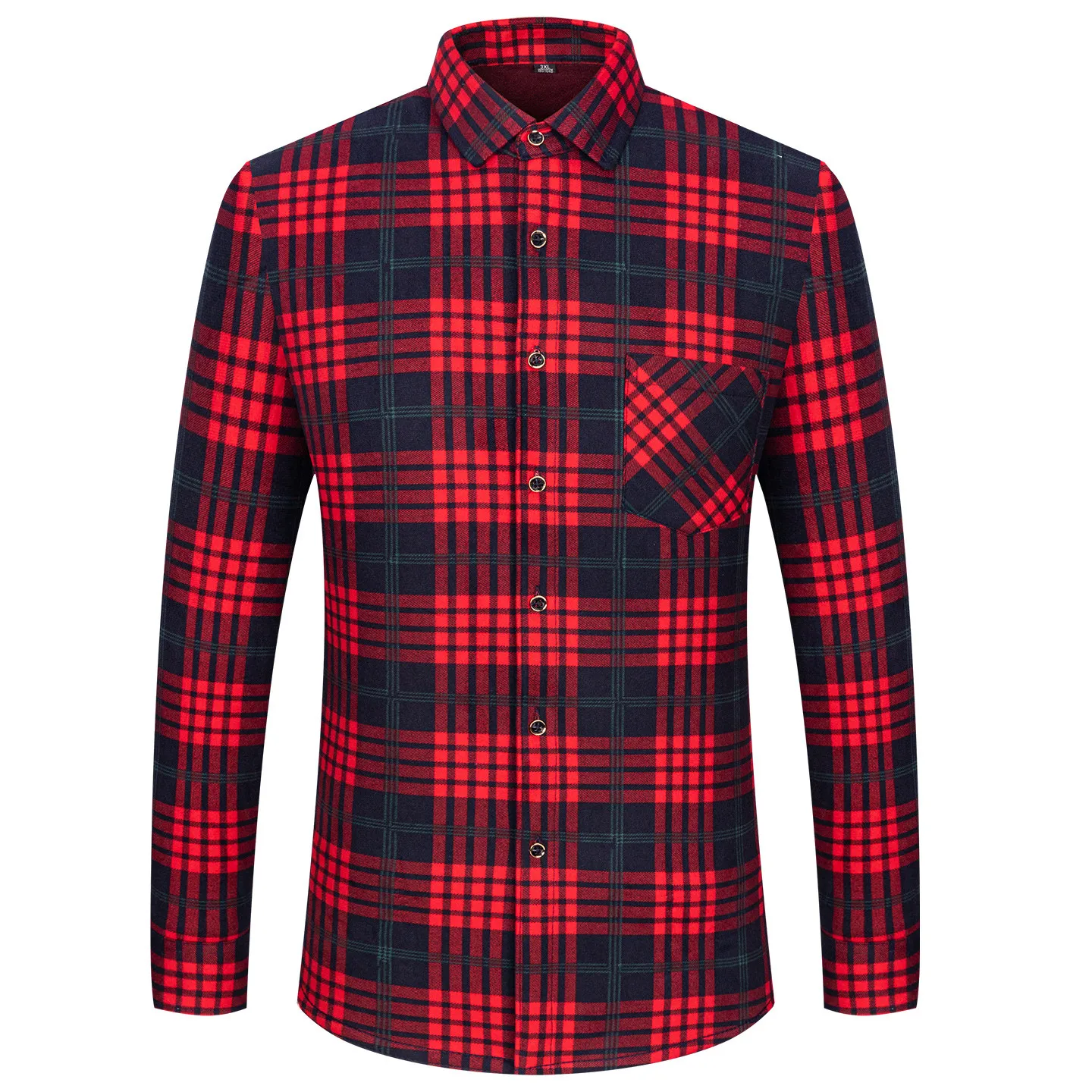 2025 Autumn Winter Men's Fashion Plaid Striped Print Shirts Double-sided Fleece Long Sleeve Thick Warm Shirts Soft Big Size 7XL
