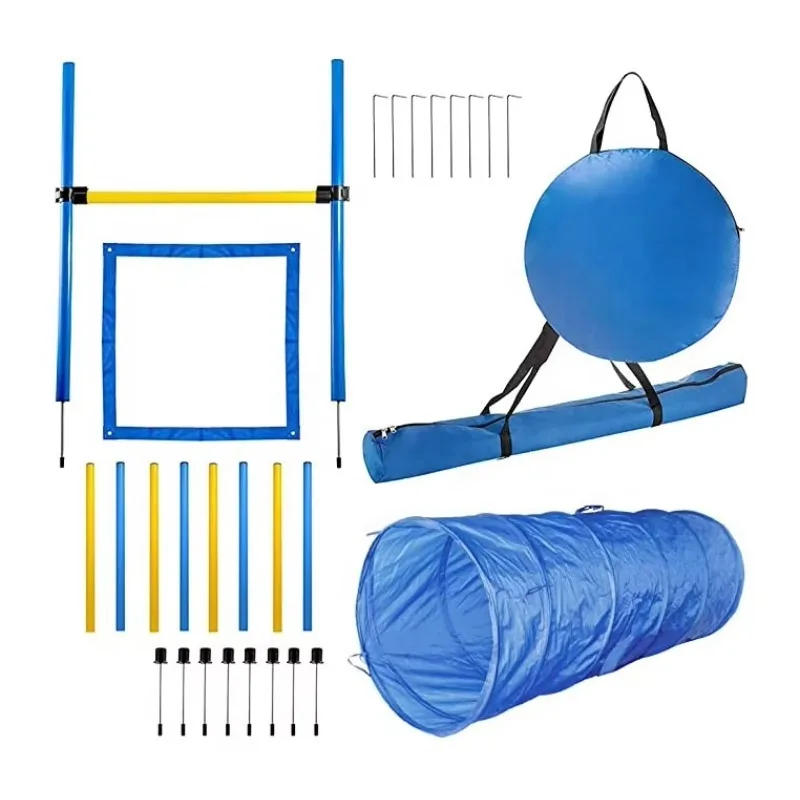 

Rich Dogs Outdoor Agility Equipment Set with Tunnel Blue 210D Oxford Material Dog Training Supplies
