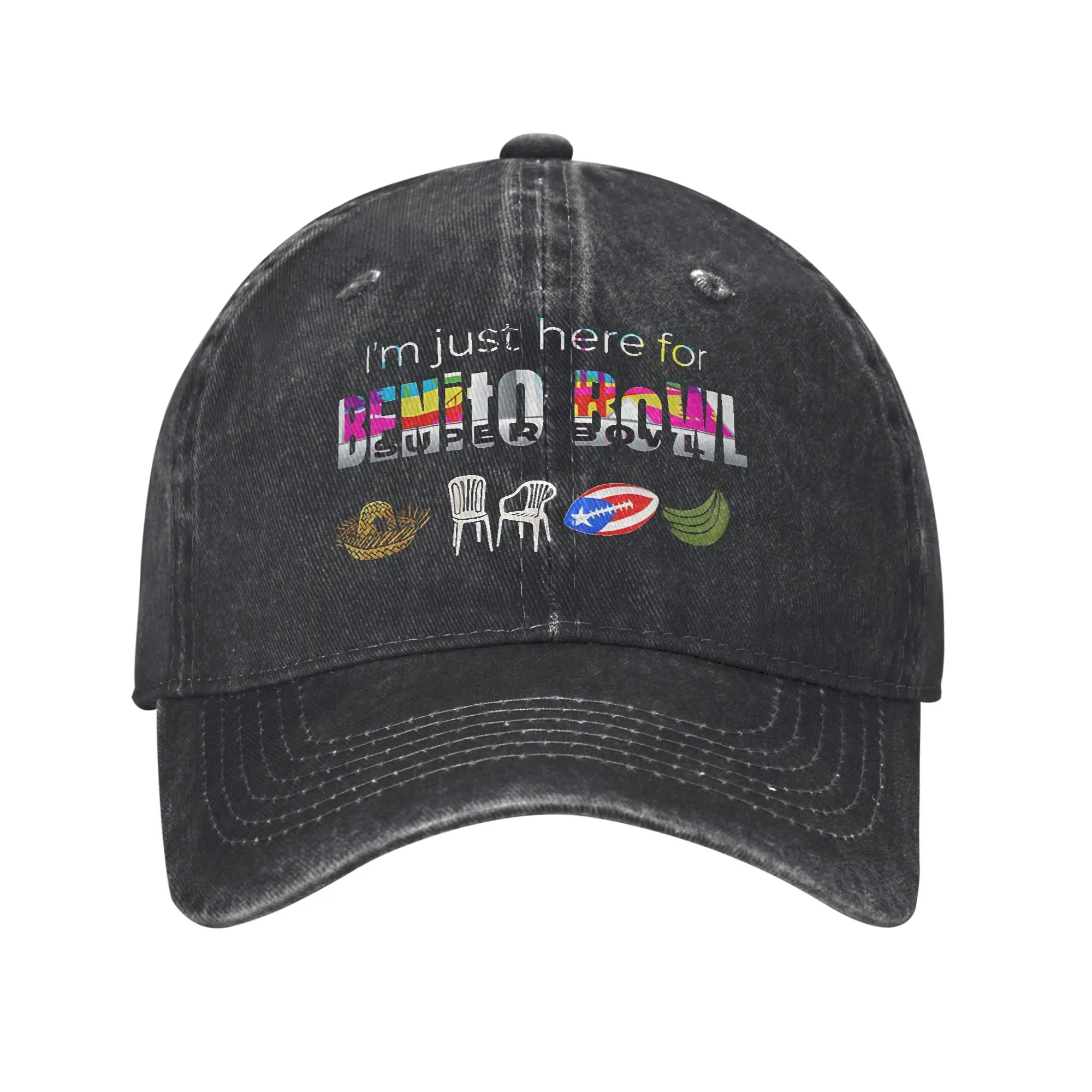 I'm Just Here for the Benito  Bad Bunny Baseball Cap Distressed Washed  Snapback Hat Unisex Summer Adjustable Fit Caps Hat