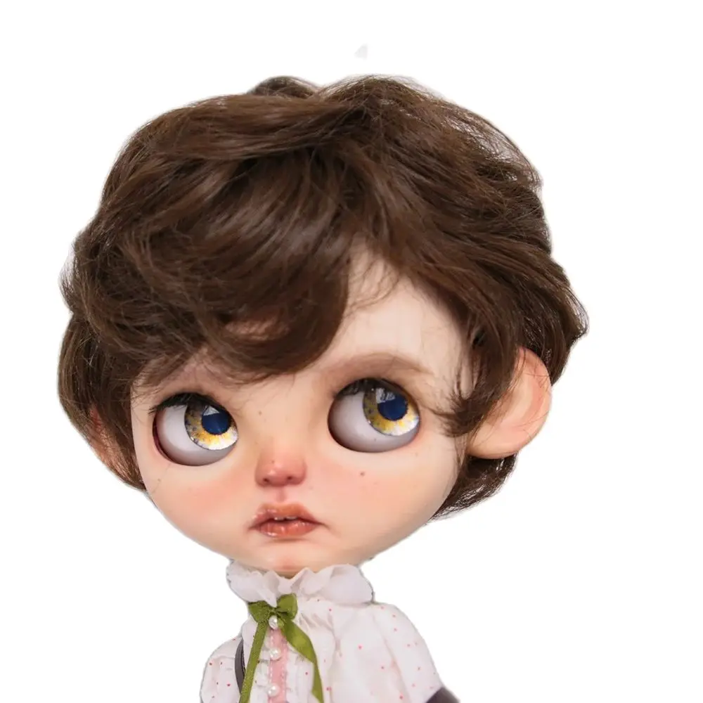 Blythe 인형 가발, 1/6 사이즈 bjd 인형 9-10 인치, 새로운 패션 곱슬 소년, 다목적 고온 실크 가발, 5 가지 색상