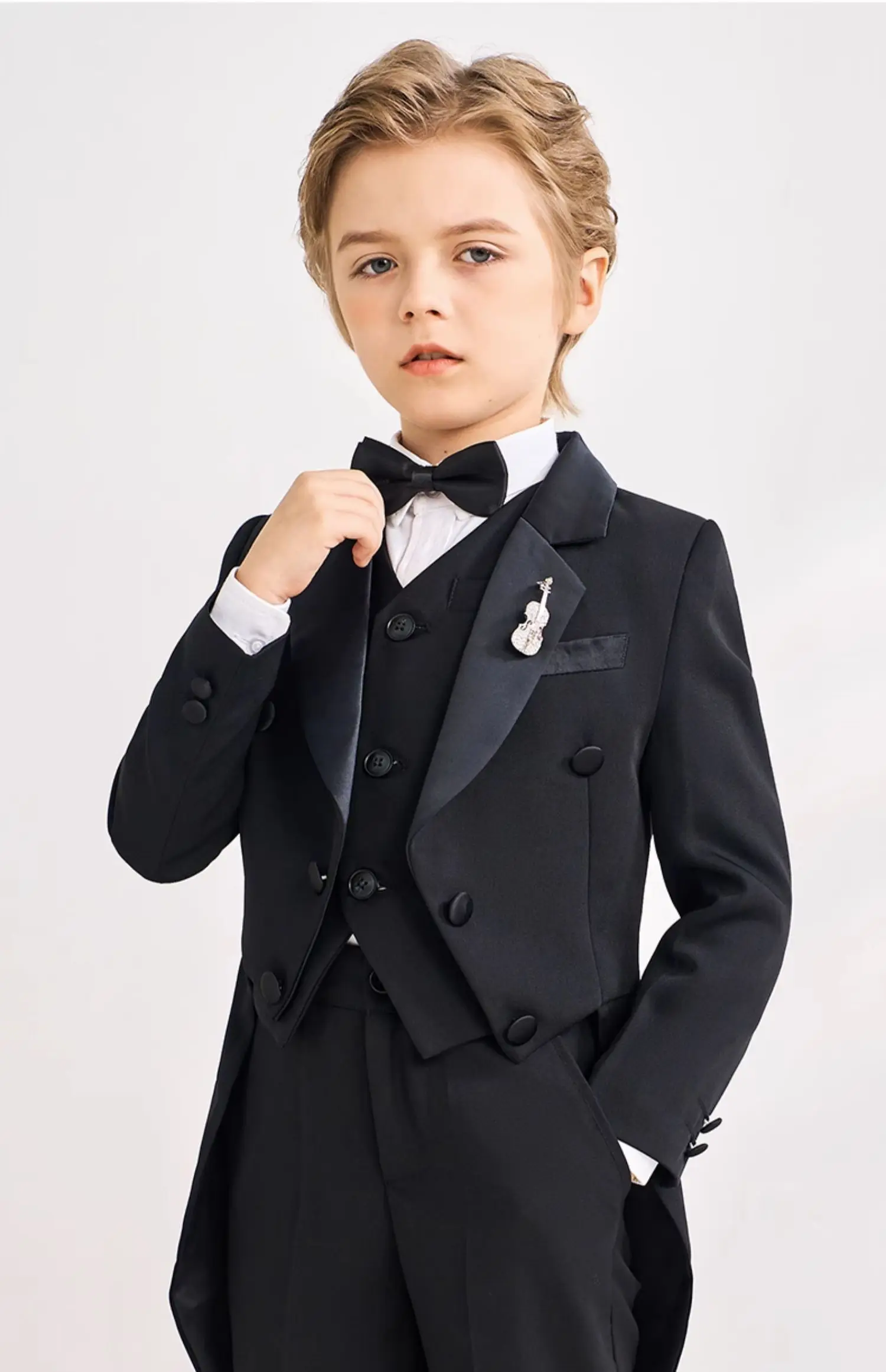 Ragazzi nero 007 pianoforte fotografia vestito bambini festa cerimonia Costume bambini compleanno matrimonio Prom Eve Performance smoking Dress