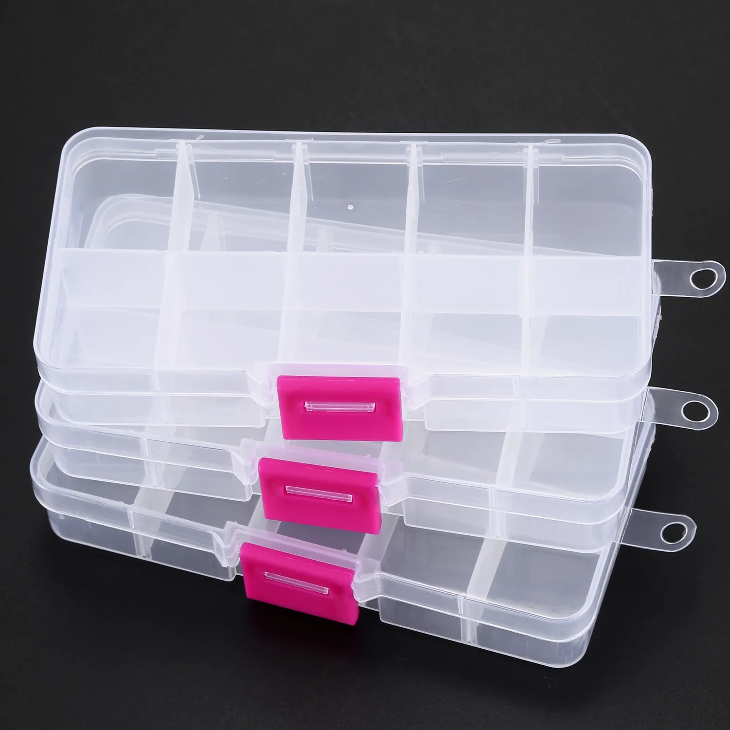 3pcs 10 Grid Electronic Component Parts Kits Plastic Storage Box Case