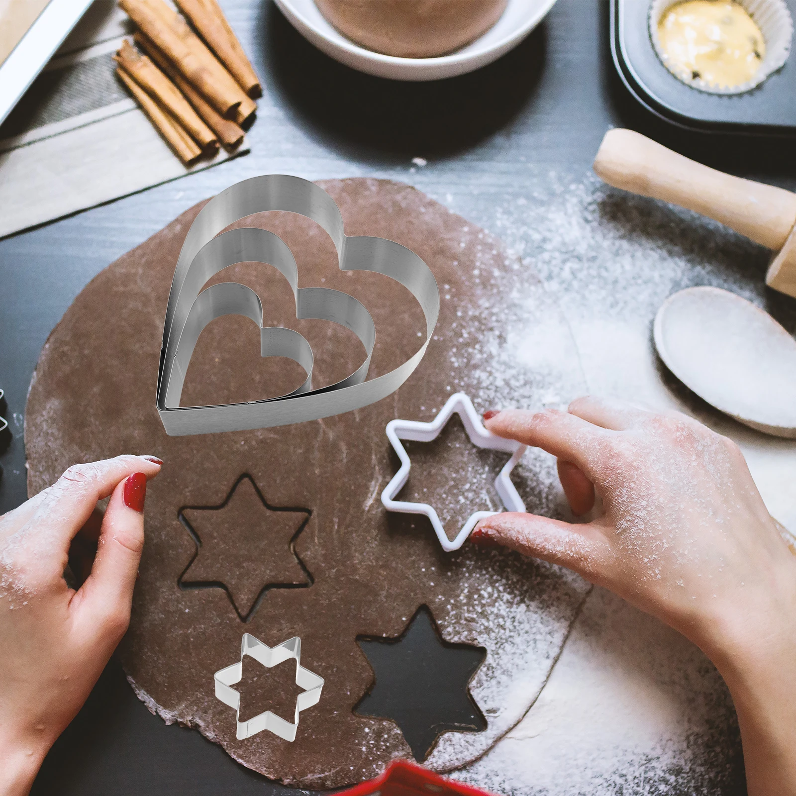 

3pcs Heart Shaped Stainless Steel Cake Mold for Baking DIY Making Molds High Quality Thick Non Stick Easy Clean