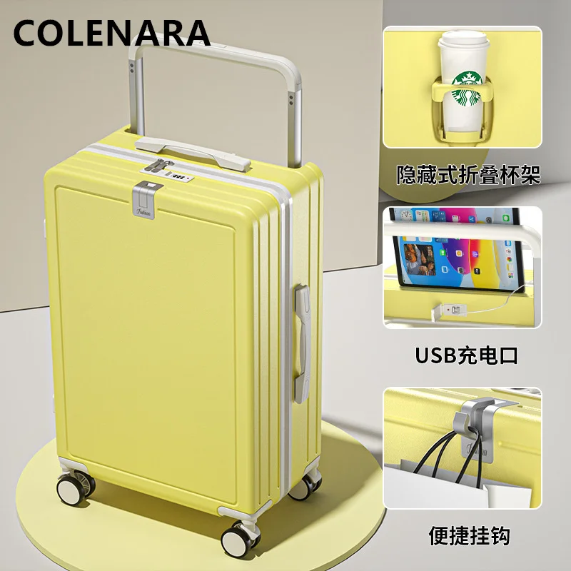 COLENARA-Valise Multifonctionnelle de 26 Pouces pour Homme et Femme, Valise d'Embarquement 24, Chariot de Grande Capacité, Chargement USB, 20 Bagages de Cabine