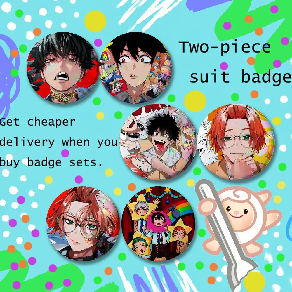 Brooches for Backpack Accessories 25,32,44,58,75mm Round  P-Phantom BustersComic Enamel Pins 2-piece set Cartoon Anime Badge